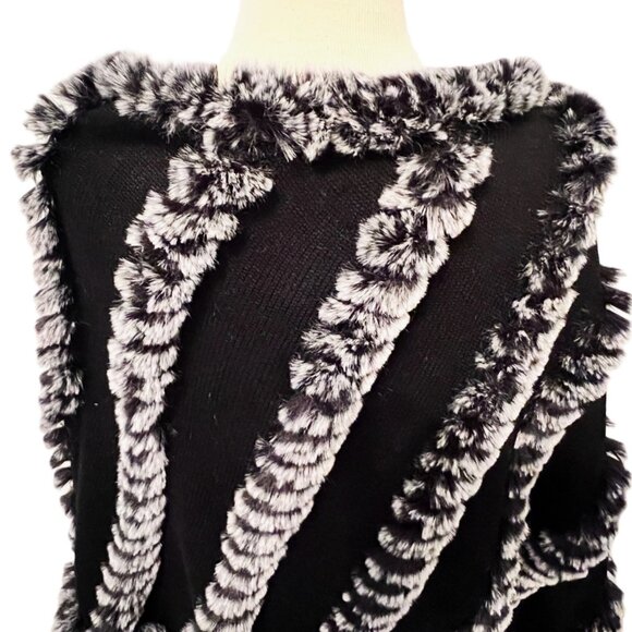Donna Salyers Fabulous Furs Poncho Woman Black Faux Fur Luxury Lagenlook NWT - Picture 7 of 9